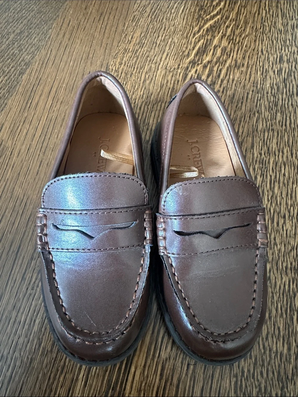 J.Crew Boys Brown Leather Penny Loafers Size 11